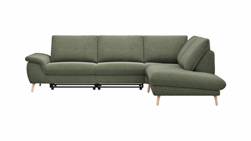Ecksofa Gotera - 1,5-Sitzer med. + 1,5-Sitzer med. links mit Ecke und Abschlussteil rechts inkl. Rückenlehne verstellbar, Stoff, Olivgrün