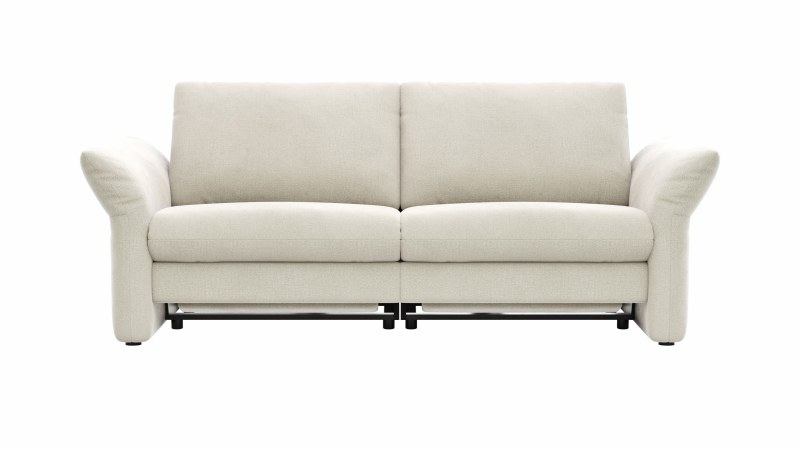 Sofa Gotera - 1,5-Sitzer + 1,5-Sitzer  inkl. Relaxfunktion beidseitig (teilmotorisch) und Rückenlehne verstellbar, Stoff, Natur