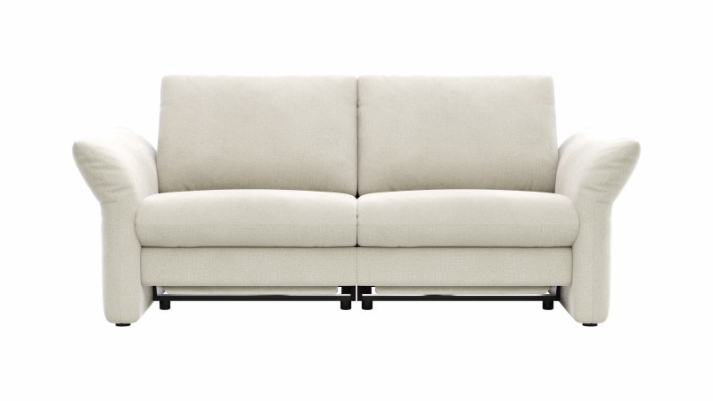 Sofa Gotera -  1,5-Sitzer med. + 1,5-Sitzer med. inkl. Relaxfunktion beidseitig (teilmotorisch), Rückenlehne verstellbar und Armlehne klappbar, Stoff, Natur