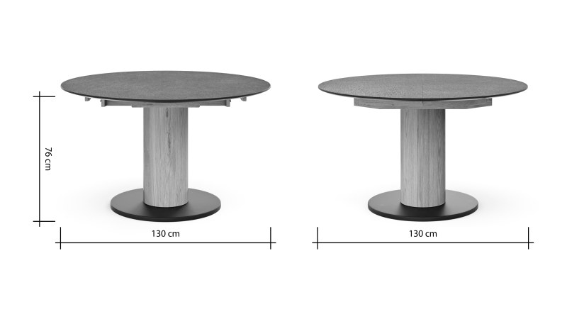 Esstisch 5000 - D ca. 130cm, ausziehbar, HPL, Granit