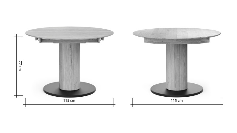 Esstisch 5000 - D ca. 115cm, ausziehbar, Wildeiche massiv