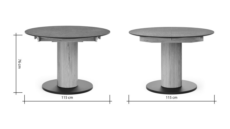 Esstisch 5000 - D ca. 115cm, ausziehbar, HPL, Granit