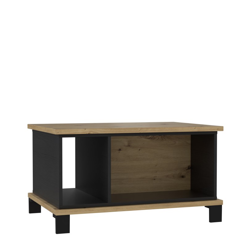 Couchtisch FARIDA - LB ca. 80x55 cm, Eiche Dekor, Schwarz