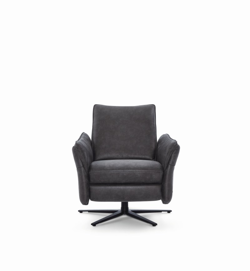 Drehsessel - Rückenlehne/Fußteil verstellbar, Leder, Beige
