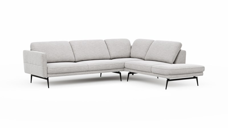 Ecksofa Estrela - Ecke rechts mit 2,5-Sitzer inkl. Rücken-/Armlehne verstellbar, Stoff, Creme
