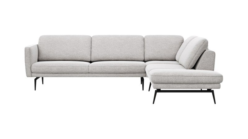 Ecksofa Estrela - Ecke rechts mit 2,5-Sitzer inkl. Rücken-/Armlehne verstellbar, Stoff, Creme