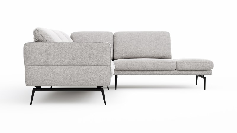 Ecksofa Estrela - Ecke rechts mit 2,5-Sitzer inkl. Rücken-/Armlehne verstellbar, Stoff, Creme