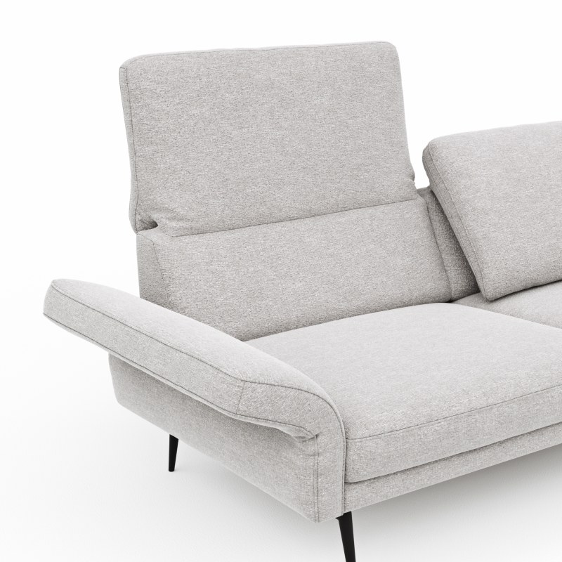 Ecksofa Estrela - Ecke rechts mit 2,5-Sitzer inkl. Rücken-/Armlehne verstellbar, Stoff, Creme