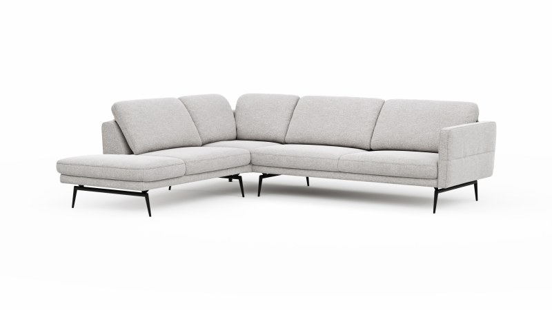 Ecksofa Estrela - Ecke links mit 2,5-Sitzer inkl. Rücken-/Armlehne verstellbar, Stoff, Creme
