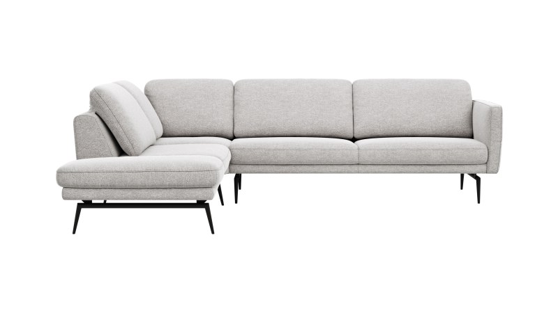 Ecksofa Estrela - Ecke links mit 2,5-Sitzer inkl. Rücken-/Armlehne verstellbar, Stoff, Creme