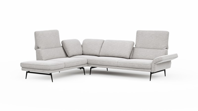 Ecksofa Estrela - Ecke links mit 2,5-Sitzer inkl. Rücken-/Armlehne verstellbar, Stoff, Creme