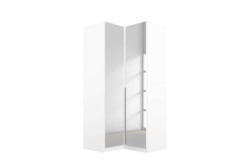 Eck-Drehtürenschrank- B ca. 100 cm, Weiß, Spiegel