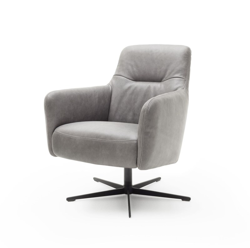 Drehsessel Rufus - niedrig, Leder, Lava