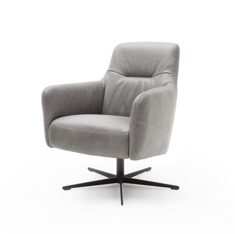 Drehsessel Rufus - niedrig, Leder, Lava