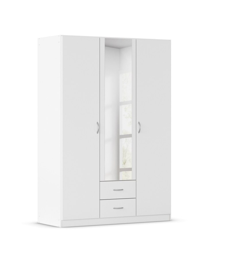 Drehtürenschrank- B ca. 136 cm, Weiß, Spiegel