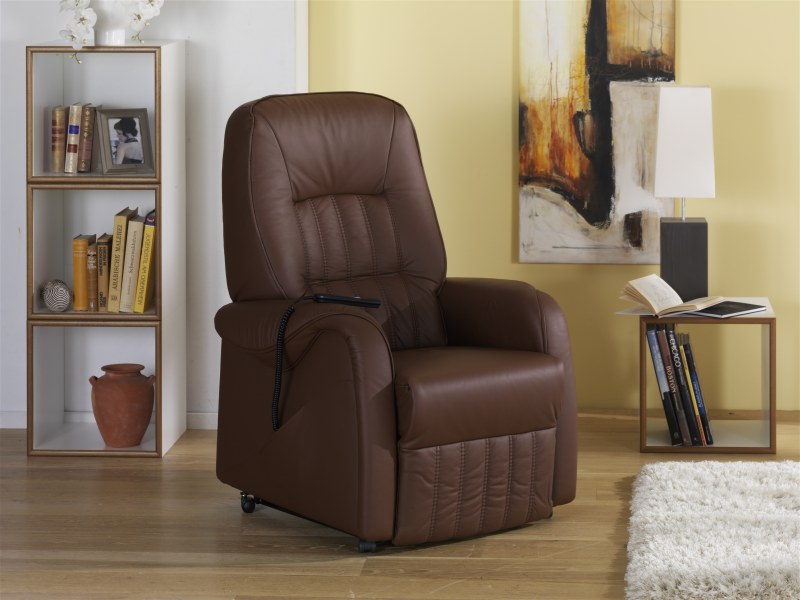 Sessel - Relaxfunktion motorisch, Aufstehhilfe, Leder, Braun