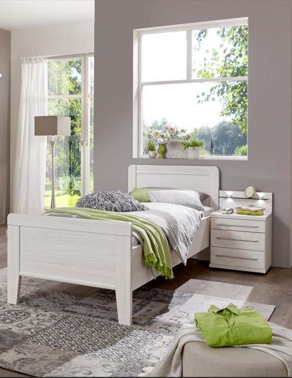 Bett mit Nachtschrank - Lärche-Nachbildung