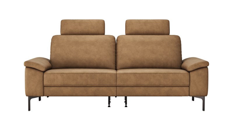 Sofa Anna - 3-Sitzer inkl. Relaxfunktion (motorisch), Kopfstützen, Leder, Cognac