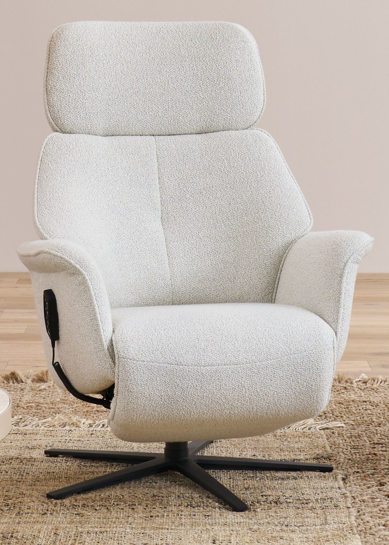 Fernsehsessel EM Fulda - Relaxfunktion teilmotorisch, Stoff, beige