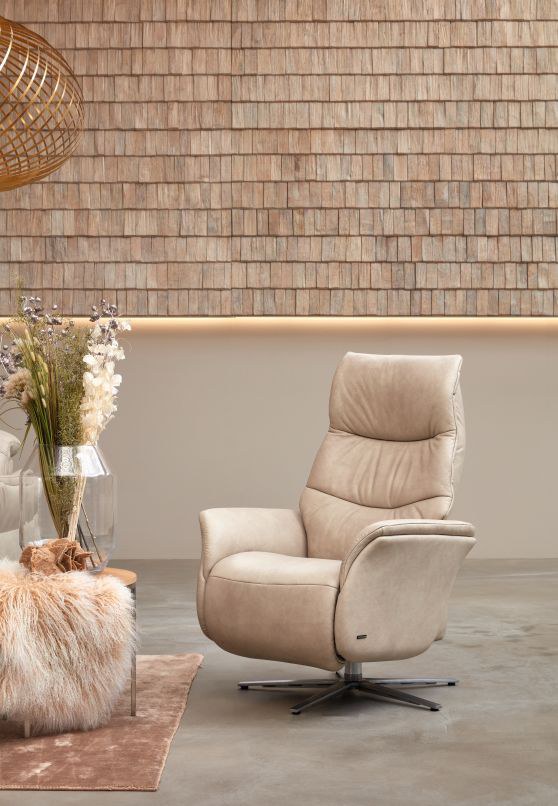 Fernsehsessel EM Coburg - Relaxfunktion manuell, Leder, beige
