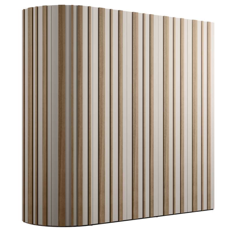 Drehtürenschrank Solina Stave - B ca. 240cm, Lack matt Taupe, furniert Nussbaum bianco