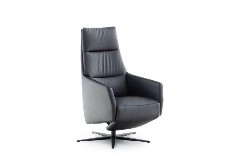 Relaxsessel Leopold - Größe L, inkl. Relaxfunktion, Leder, Schwarz