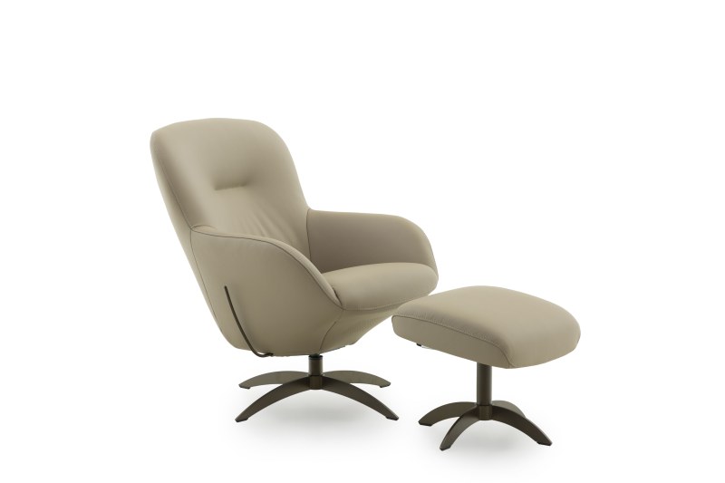 Drehsessel Josephine - Schaukelfunktion, Leder, Hellbraun