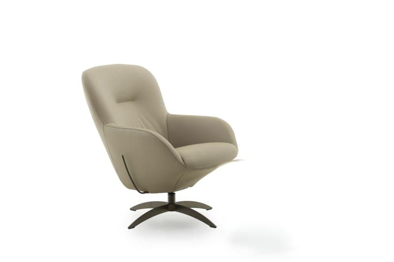 Drehsessel Josephine - Schaukelfunktion, Leder, Hellbraun