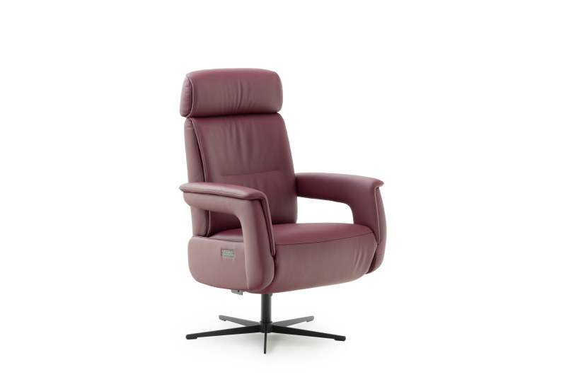 Relaxsessel Konstantin - Größe XL, Relaxfunktion motorisch mit AKKU, Leder, Bordeaux