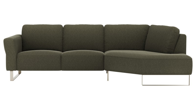 Ecksofa Leona - 2,5-Sitzer mit Ecke rechts, Stoff, Braungrün