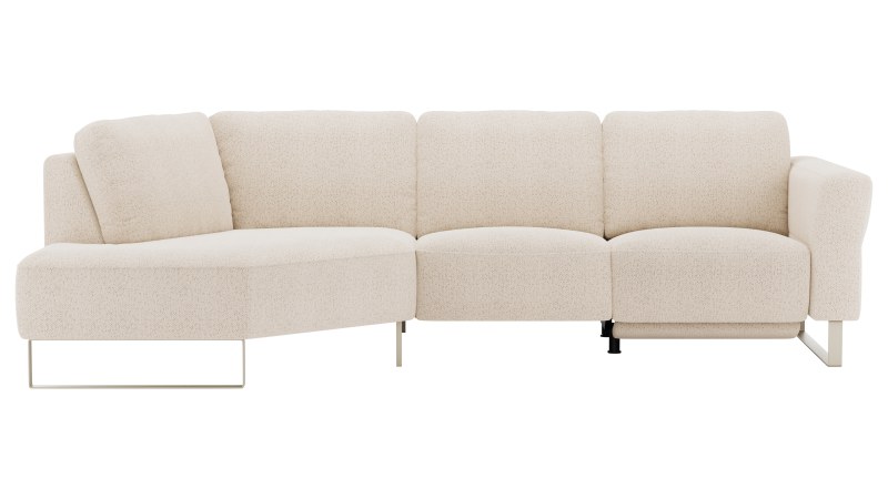 Ecksofa Leona - Ecke links mit 2,5-Sitzer inkl. Relaxfunktion motorisch, Stoff, Creme