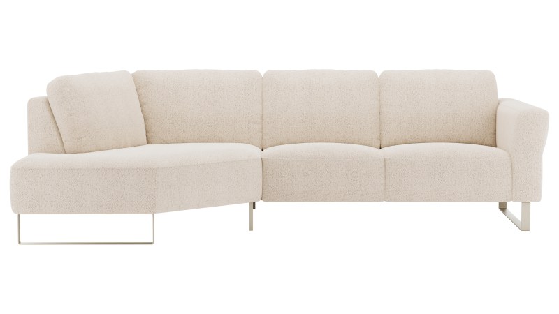 Ecksofa Leona - Ecke mit 2,5-Sitzer rechts, Stoff, Creme
