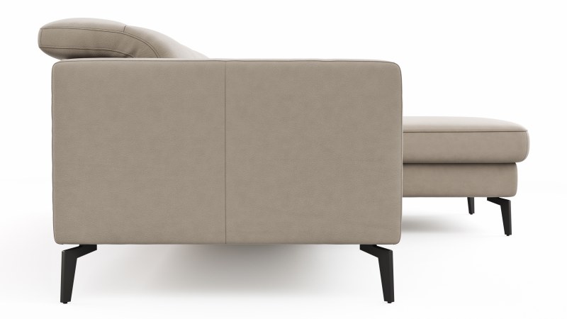 Ecksofa Rafaela 2.0 - 2,5-Sitzer mit Longchair rechts inkl. Kopfteilverstellung, Leder, Champagner