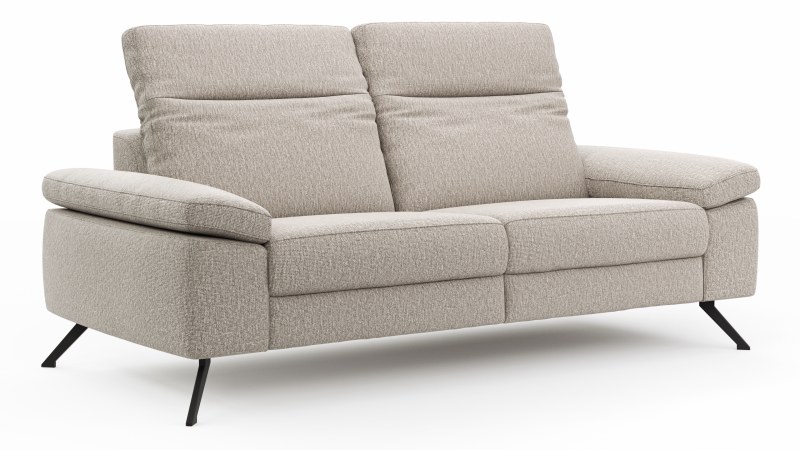 Sofa Rafaela 2.0 - 2,5-Sitzer inkl. Kopfteil verstellbar, Stoff, Champagner