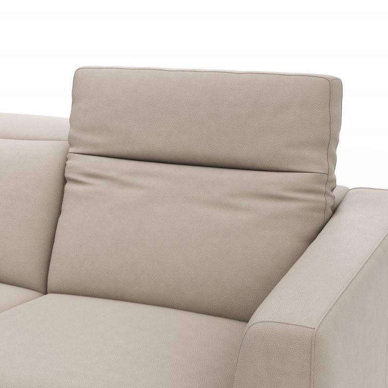 Ecksofa Rafaela 2.0 - Longchair mit 2,5-Sitzer rechts inkl. Sitzvorzug, Kopteilverstellung motorisch und Relaxfunktion motorisch im Longchair, Leder, Champagner