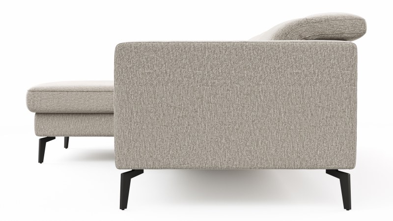 Ecksofa Rafaela 2.0 - Longchair mit 2,5-Sitzer rechts inkl. Sitzvorzug, Kopteilverstellung motorisch und Relaxfunktion motorisch im Longchair, Stoff, Champagner