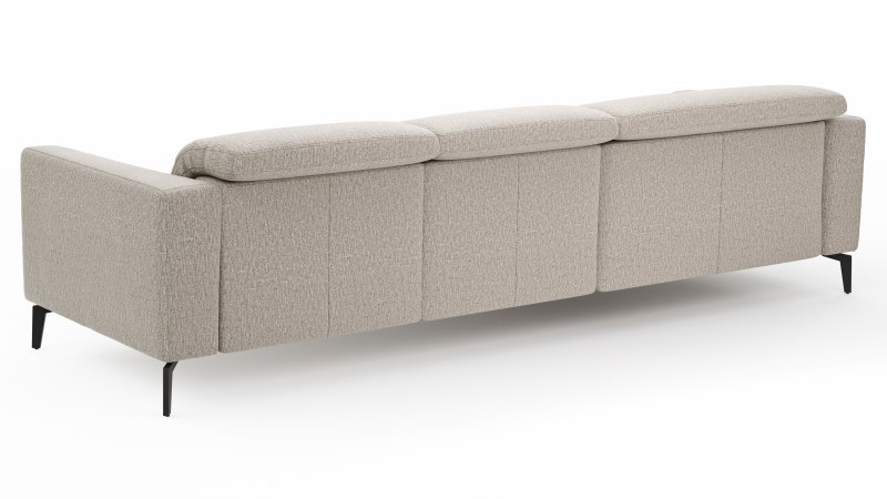 Ecksofa Rafaela 2.0 - Longchair mit 2,5-Sitzer rechts inkl. Sitzvorzug, Kopteilverstellung motorisch und Relaxfunktion motorisch im Longchair, Stoff, Champagner