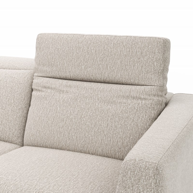 Ecksofa Rafaela 2.0 - Longchair mit 2,5-Sitzer rechts inkl. Kopfteilverstellung, Stoff, Champagner