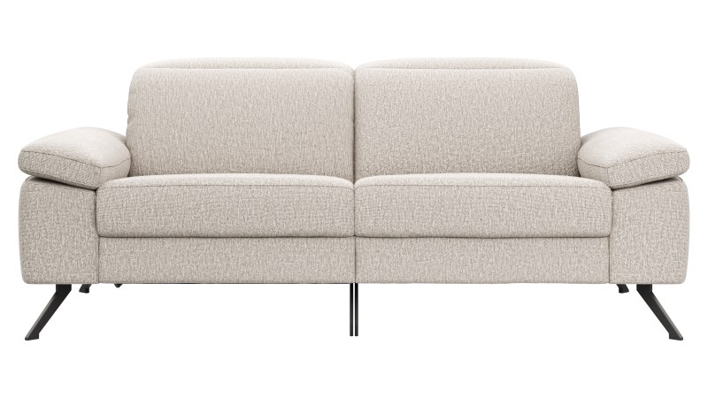 Sofa Rafaela 2.0 - 2,5-Sitzer inkl. 1x Relaxfunktion und Kopfteile verstellbar, Stoff, Champagner