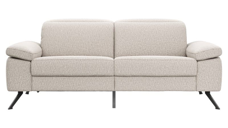Sofa Rafaela 2.0 - 2,5-Sitzer inkl. 1x Relaxfunktion und Kopfteile verstellbar, Stoff, Champagner