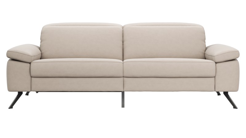 Sofa Rafaela 2.0 - 2,5-Sitzer inkl. 1x Relaxfunktion und Kopfteile verstellbar, Leder, Champagner