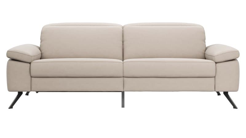 Sofa Rafaela 2.0 - 2,5-Sitzer inkl. 1x Relaxfunktion und Kopfteile verstellbar, Leder, Champagner