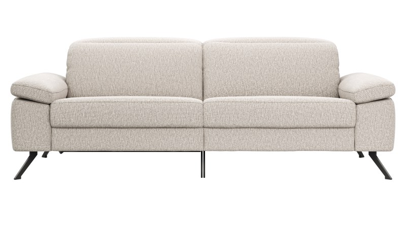 Sofa Rafaela 2.0 - 3-Sitzer inkl. 1x Relaxfunktion und Kopfteile verstellbar, Stoff, Champagner
