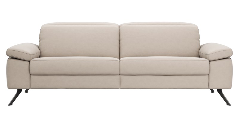Sofa Rafaela 2.0 - 3-Sitzer inkl. Kopfteil verstellbar, Leder, Champagner