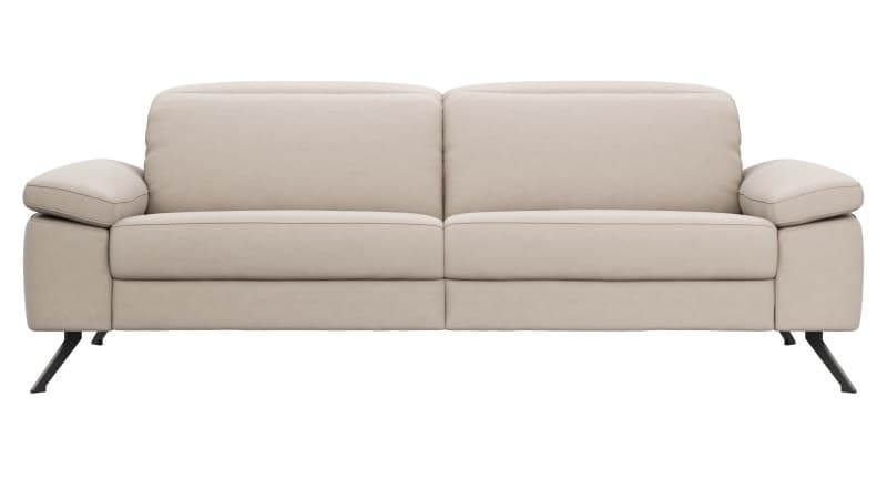 Sofa Rafaela 2.0 - 3-Sitzer inkl. Kopfteil verstellbar, Leder, Champagner