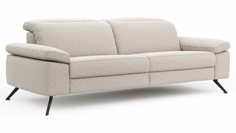 Sofa Rafaela 2.0 - 3-Sitzer inkl. Kopfteil verstellbar, Stoff, Champagner