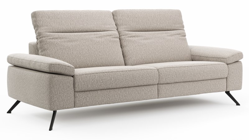 Sofa Rafaela 2.0 - 3-Sitzer inkl. Kopfteil verstellbar, Stoff, Champagner