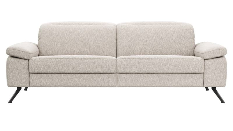 Sofa Rafaela 2.0 - 3-Sitzer inkl. Kopfteil verstellbar, Stoff, Champagner
