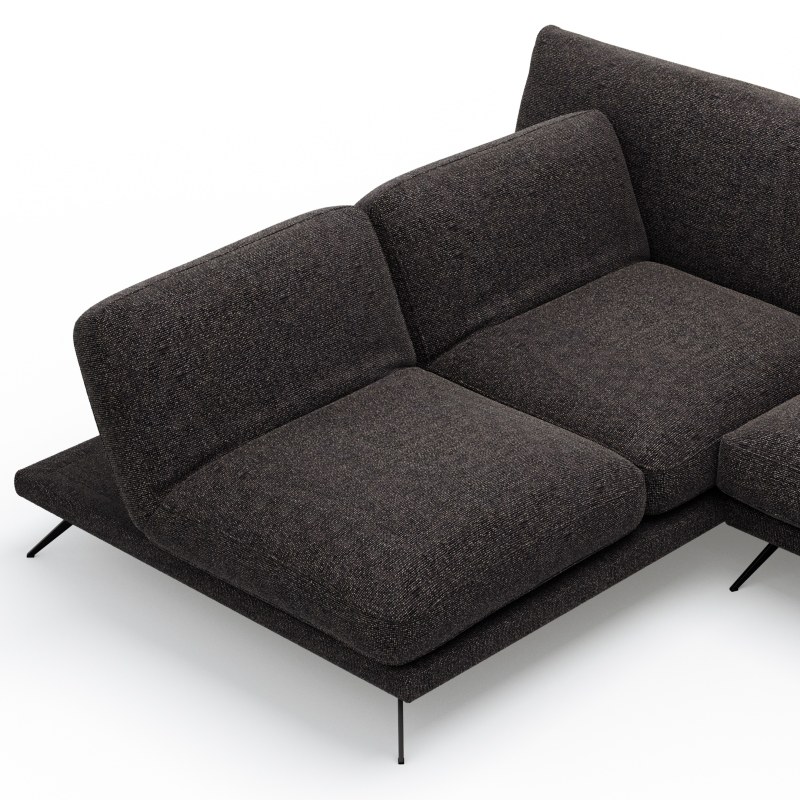 Ecksofa Valdemoro - Longchair mit 2,5-Sitzer rechts inkl. Rückenlehne verstellbar, Stoff, Anthrazit