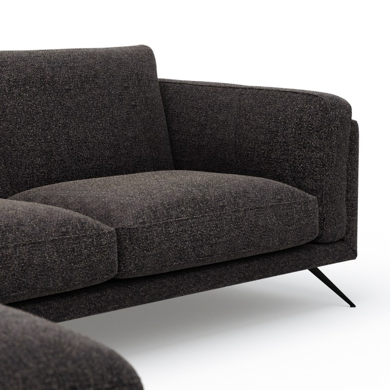 Ecksofa Valdemoro - Longchair mit 2,5-Sitzer rechts inkl. Rückenlehne verstellbar, Stoff, Anthrazit